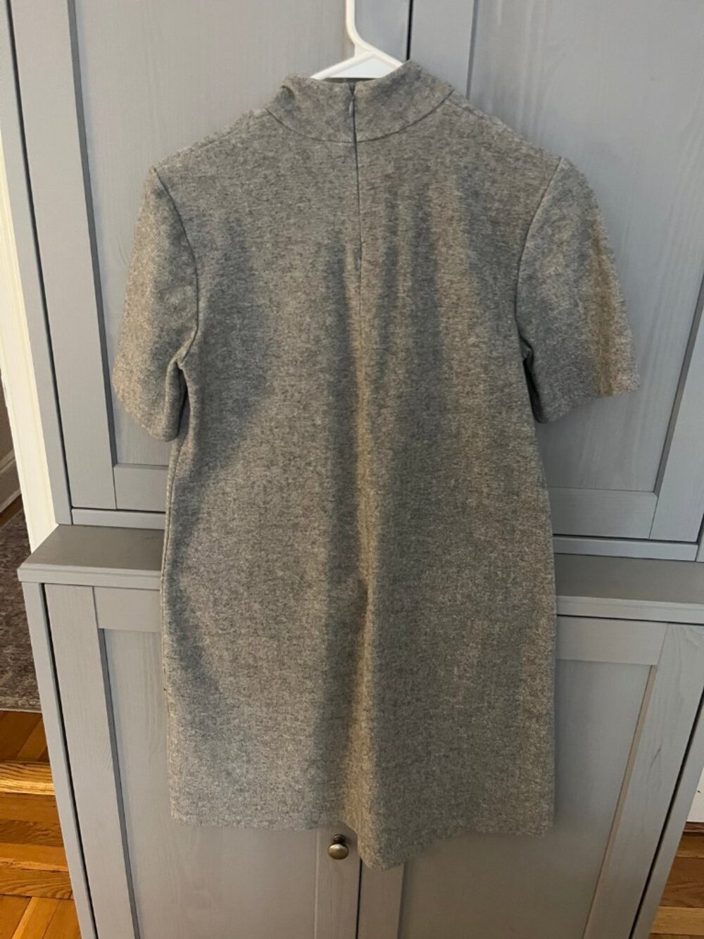 Zara Gray Mock-Neck Shift Dress with Pockets, Size M